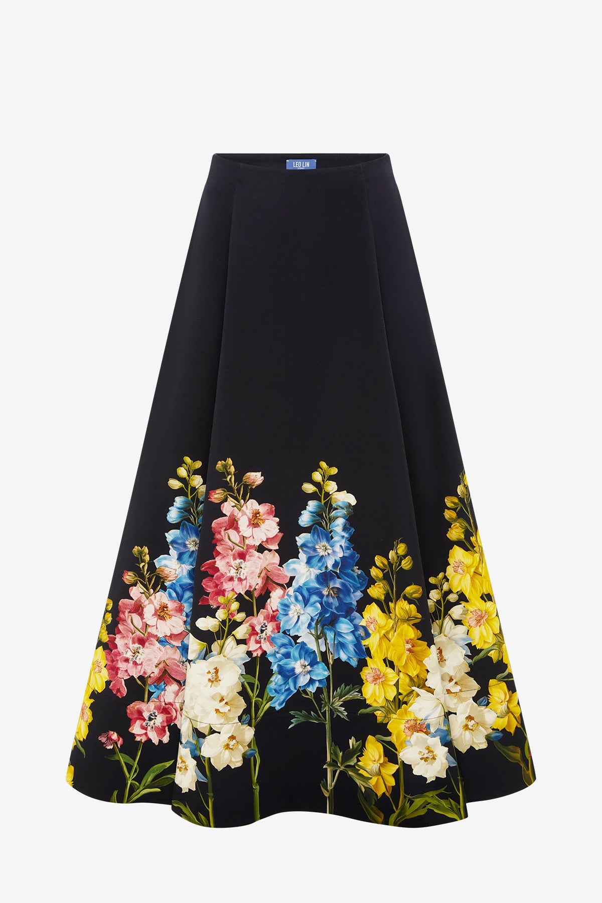 Elina Maxi Skirt - Snapdragon Print in Ebony – LEO LIN