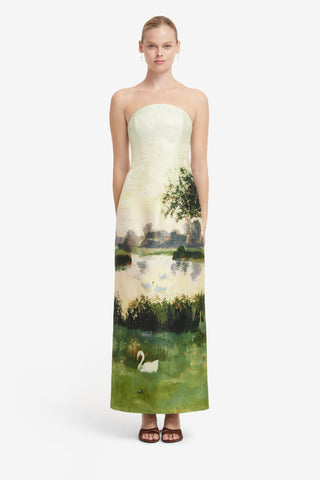 Ava Jacquard Bustier Maxi Dress - Serene Print Dress Maxi