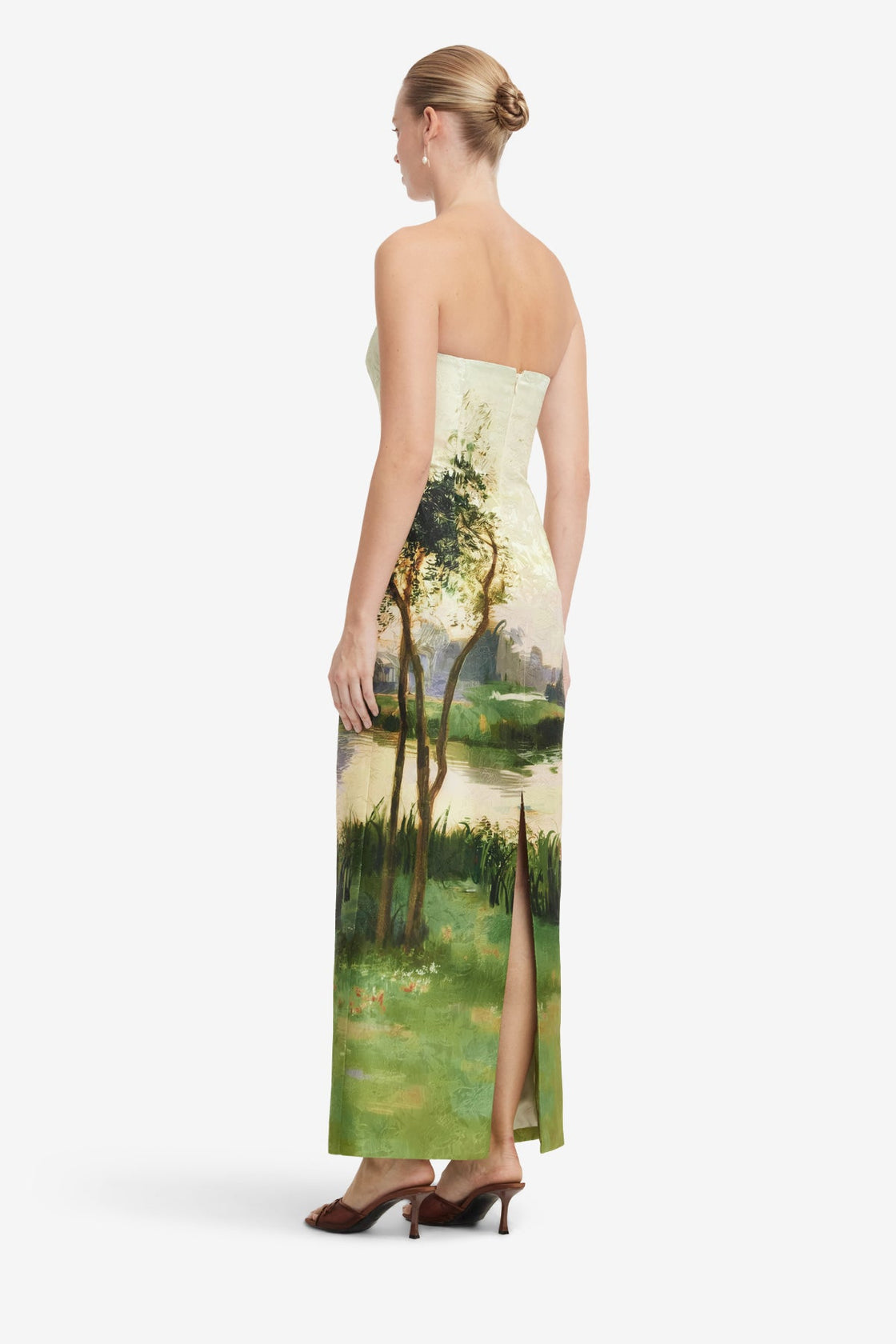 Ava Jacquard Bustier Maxi Dress - Serene Print Dress Maxi