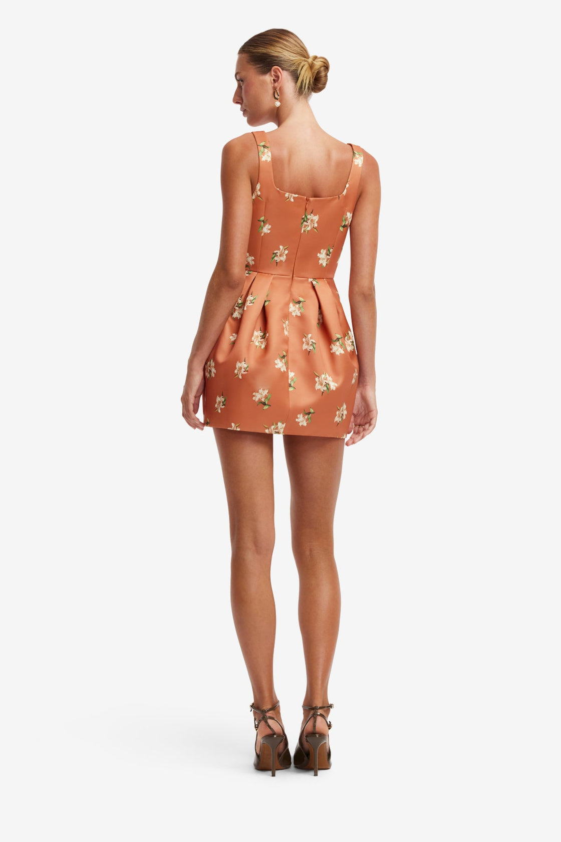 Piper Bell Shape Mini Dress - Lily Print in Ochre Dress Mini
