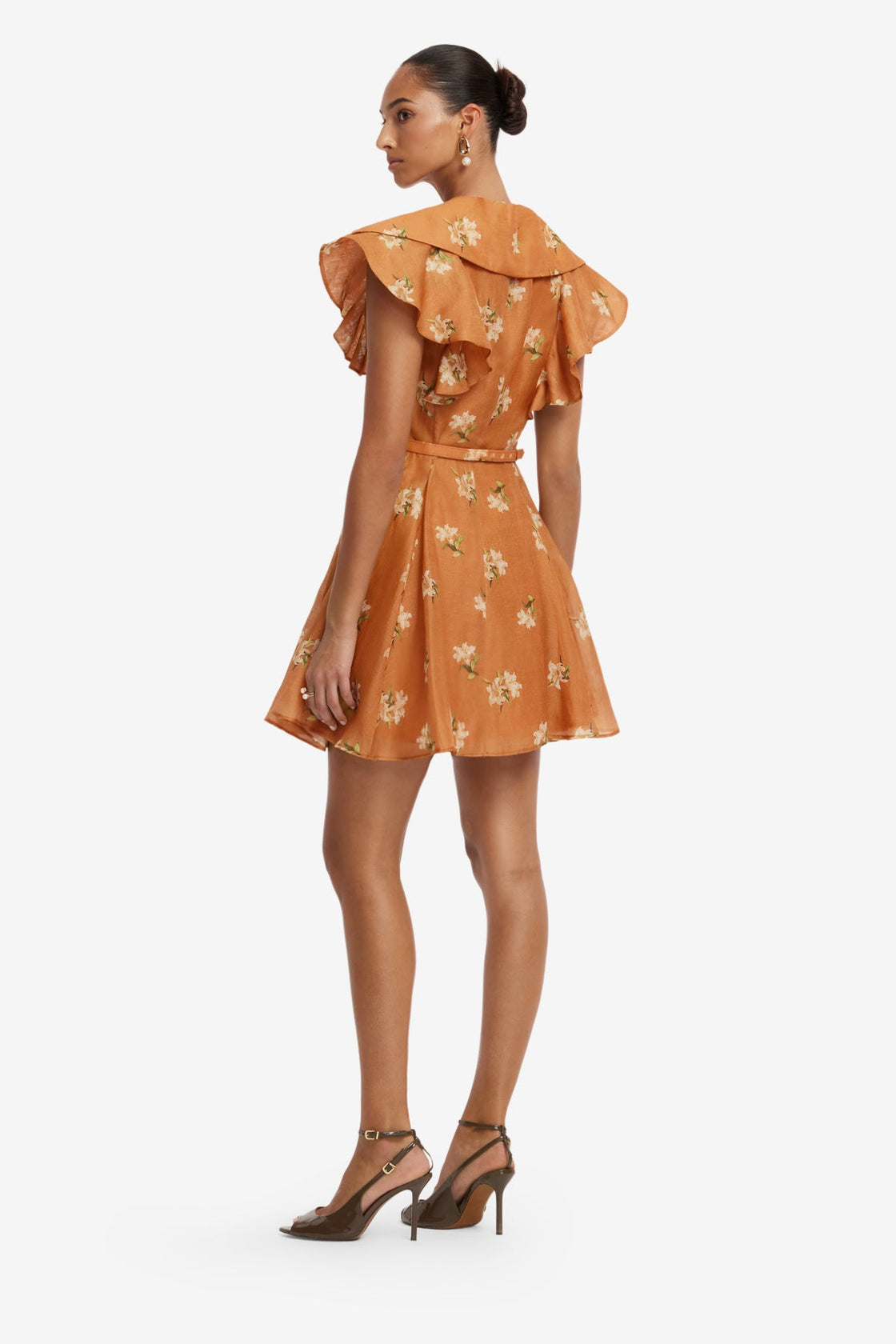 Isla Mini Dress - Lily Print in Ochre Dress Mini
