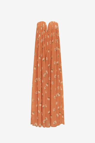 Dahlia Gown - Lily Print in Ochre Dress Maxi