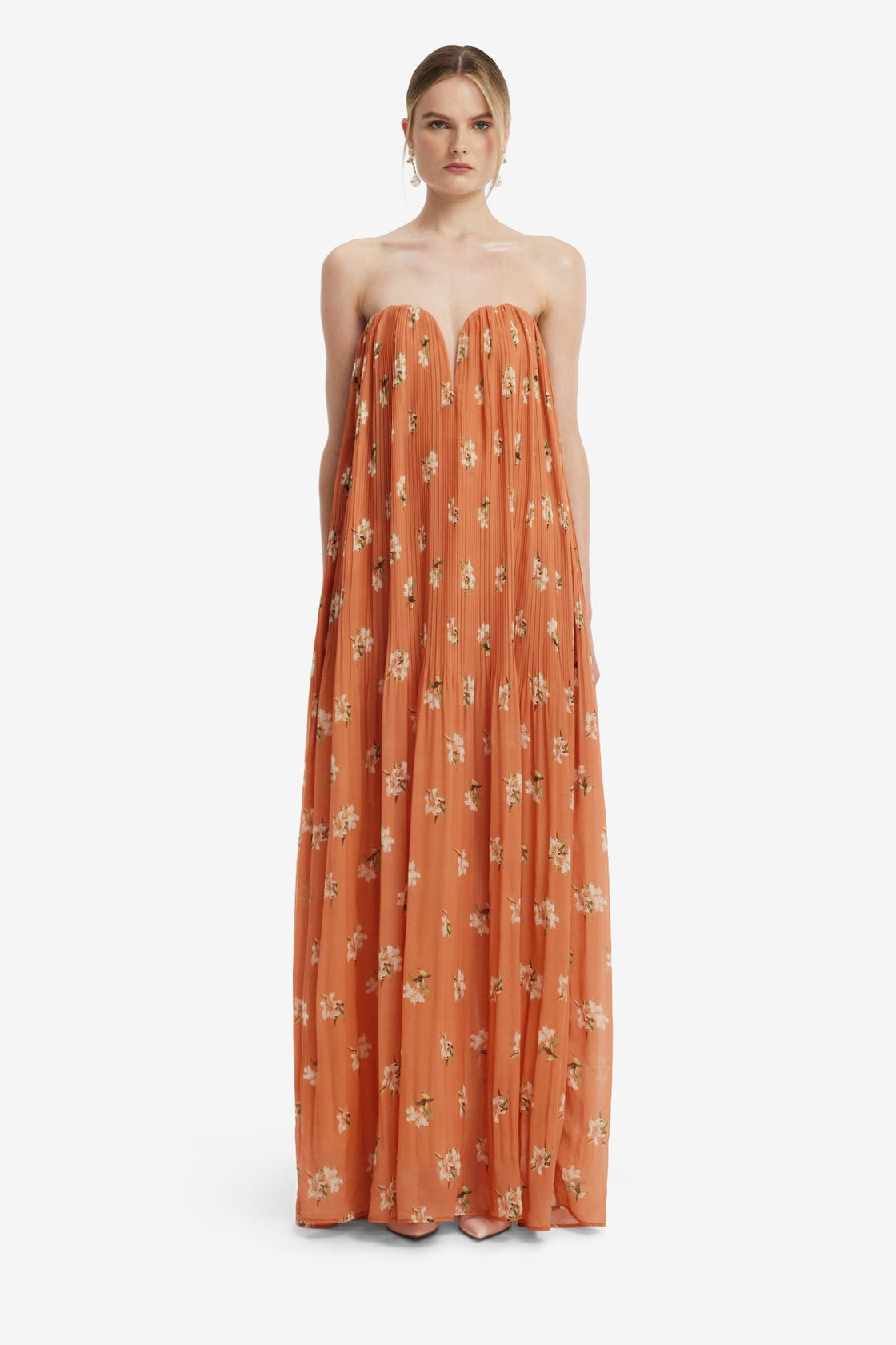 Dahlia Gown - Lily Print in Ochre Dress Maxi