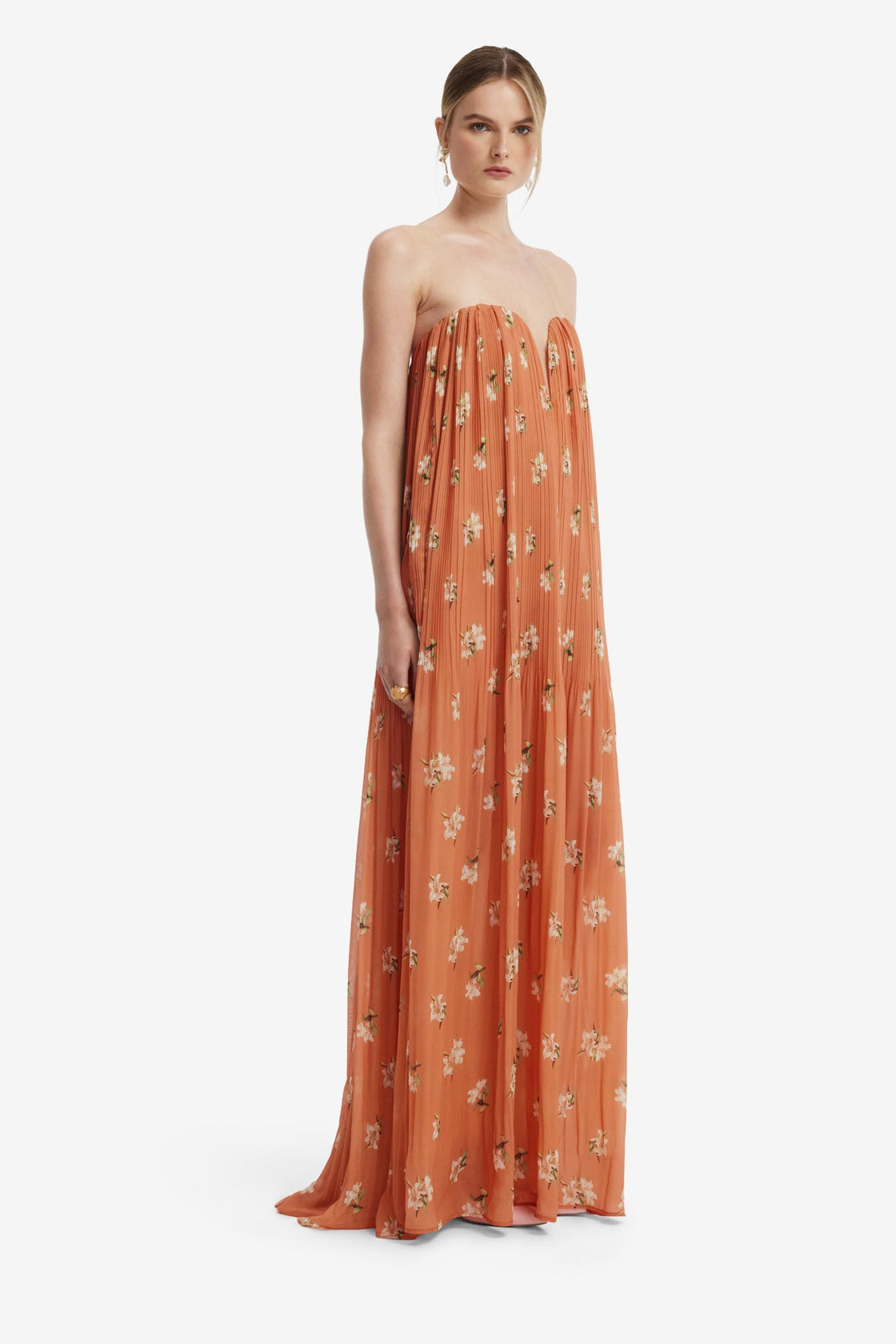 Dahlia Gown - Lily Print in Ochre Dress Maxi