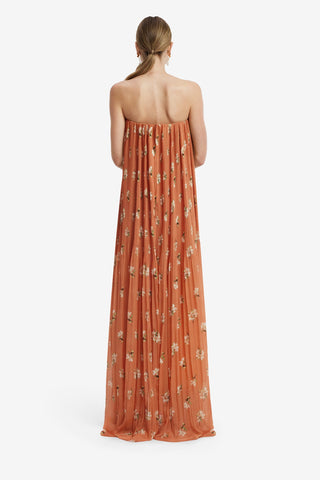 Dahlia Gown - Lily Print in Ochre Dress Maxi