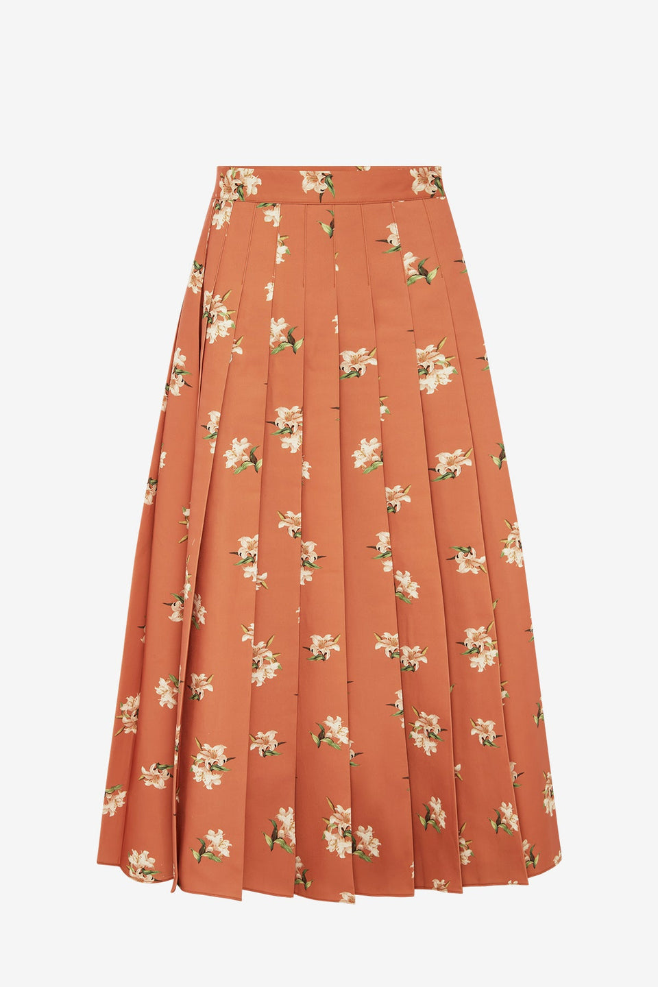 June Pleated Maxi Skirt - Lily Print in Ochre Skirts
