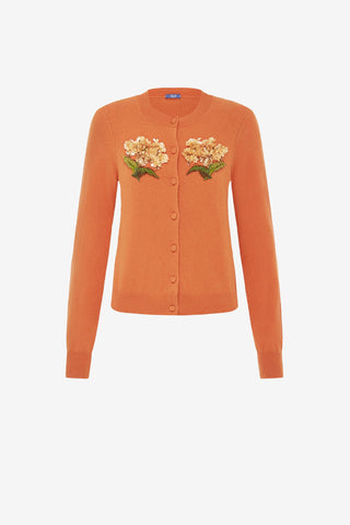 Claire Embellished Cashmere Blend Cardigan - Ochre Tops
