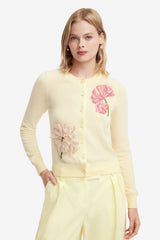 Claire Applique Cashmere Blend Cardigan - Agapanthus Print Tops