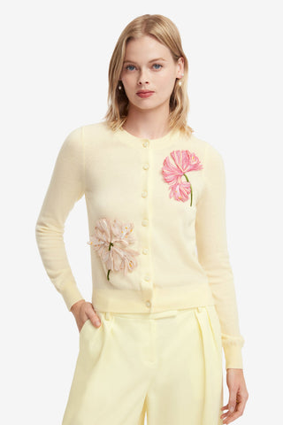 Claire Applique Cashmere Blend Cardigan - Agapanthus Print Tops