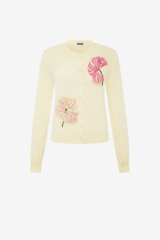 Claire Applique Cashmere Blend Cardigan - Agapanthus Print Tops