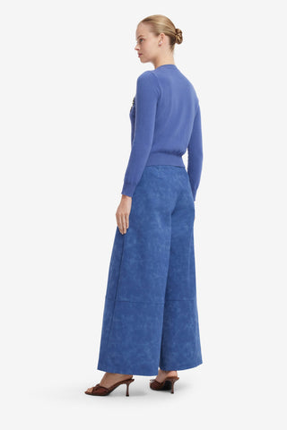Christina Applique Vegan Suede Pants - Azure Pants