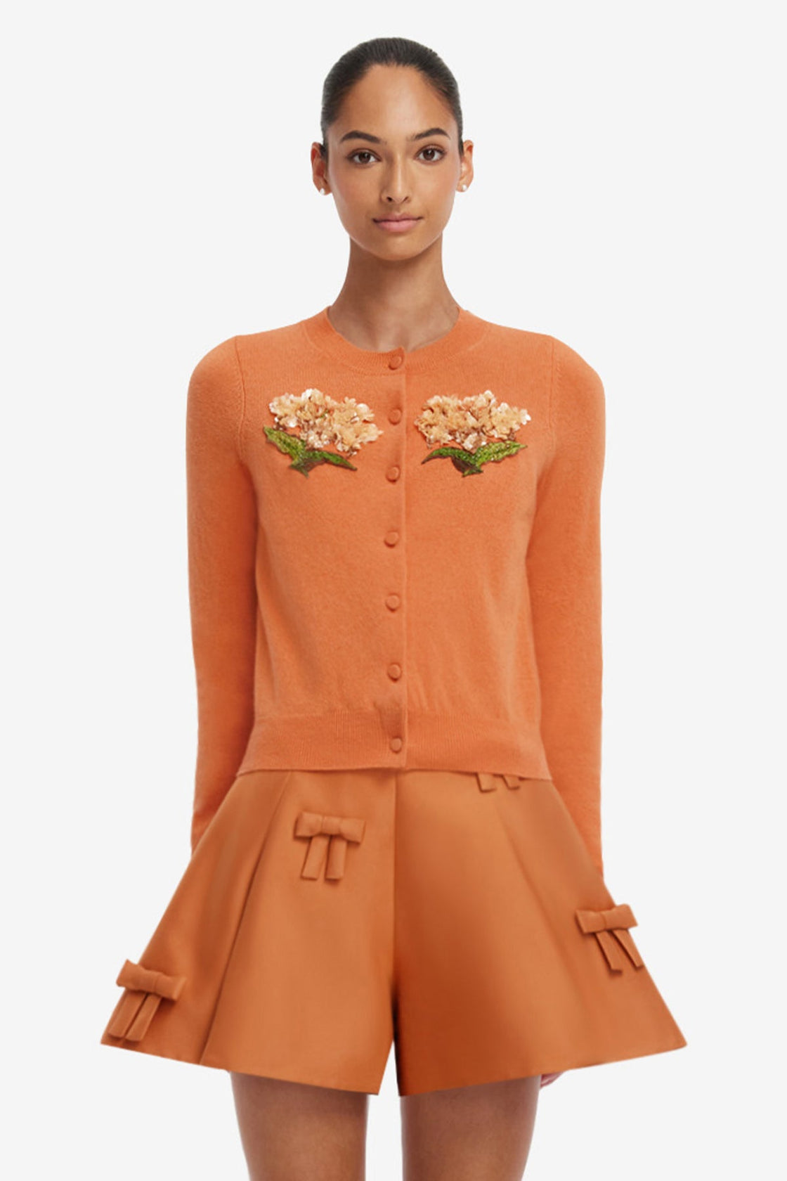 Claire Embellished Cashmere Blend Cardigan - Ochre Tops