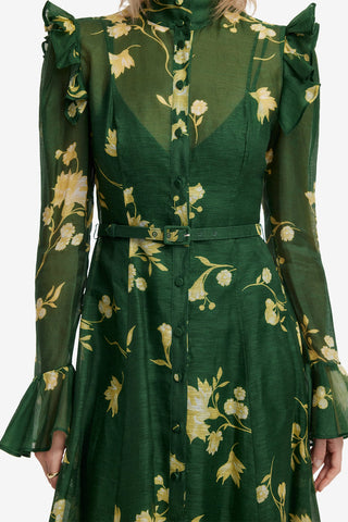 Katrina Butterfly Sleeve Midi Dress - Forest Print Dress Midi