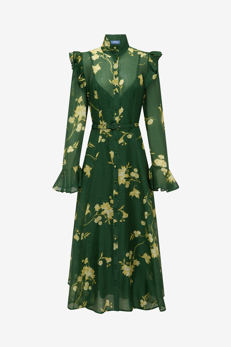 Katrina Butterfly Sleeve Midi Dress - Forest Print Dress Midi
