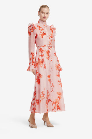 Katrina Butterfly Sleeve Midi Dress - Magnolia Print Dress Midi