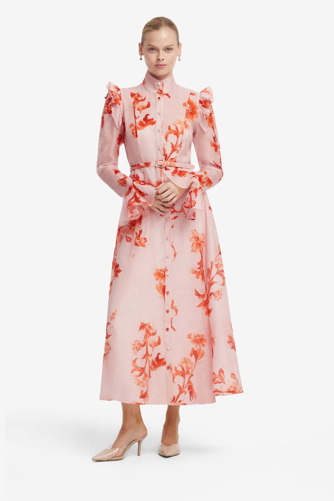 Katrina Butterfly Sleeve Midi Dress - Magnolia Print Dress Midi