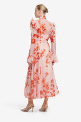 Katrina Butterfly Sleeve Midi Dress - Magnolia Print Dress Midi