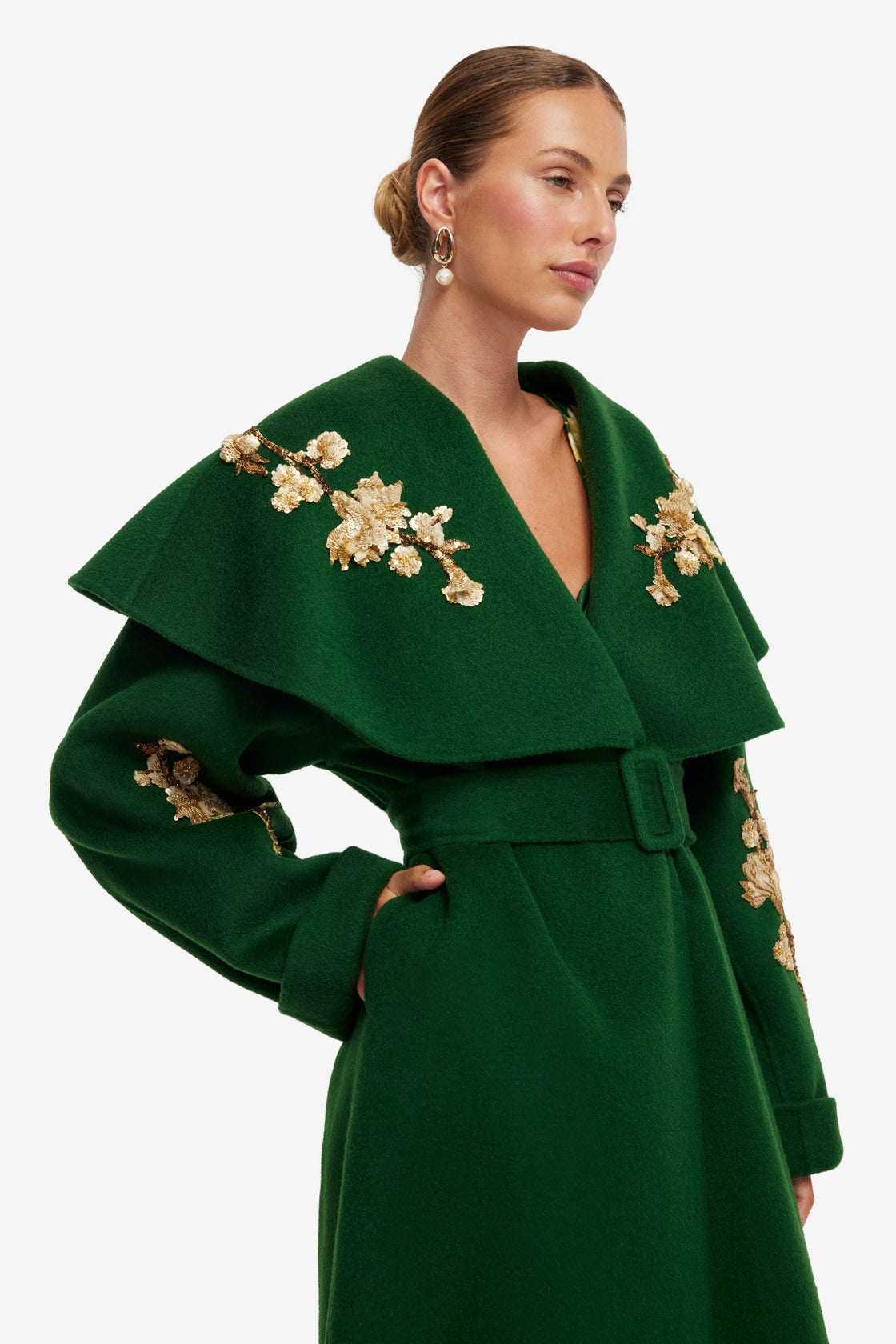 Joan Embellished Wool Coat - Forest Coats