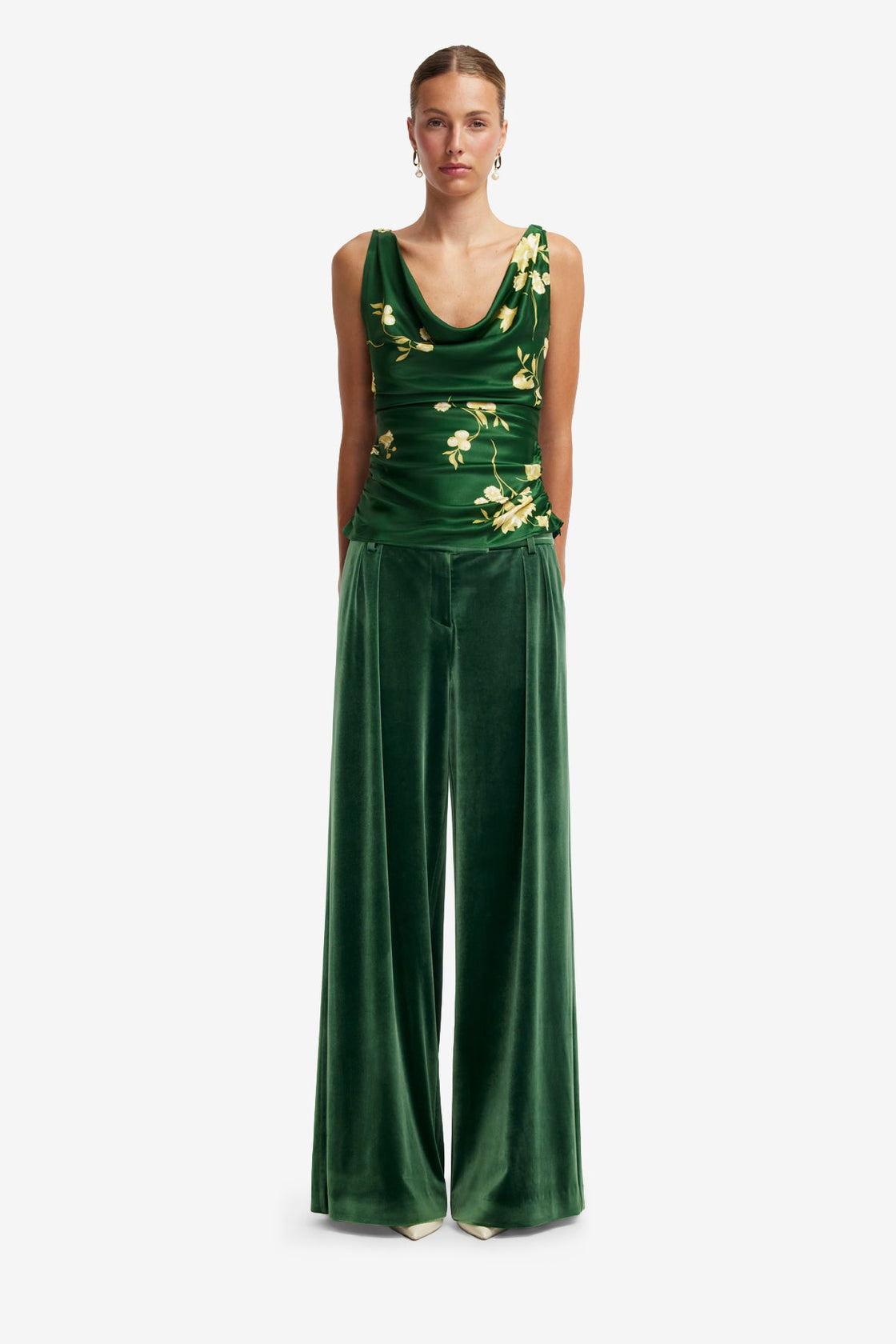 Elisha Velvet Wide Leg Pants - Forest Pants