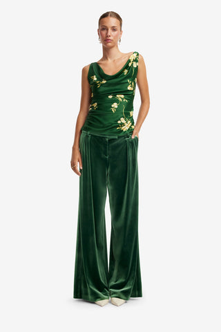 Zuri Cowl Neck Top - Forest Print Tops