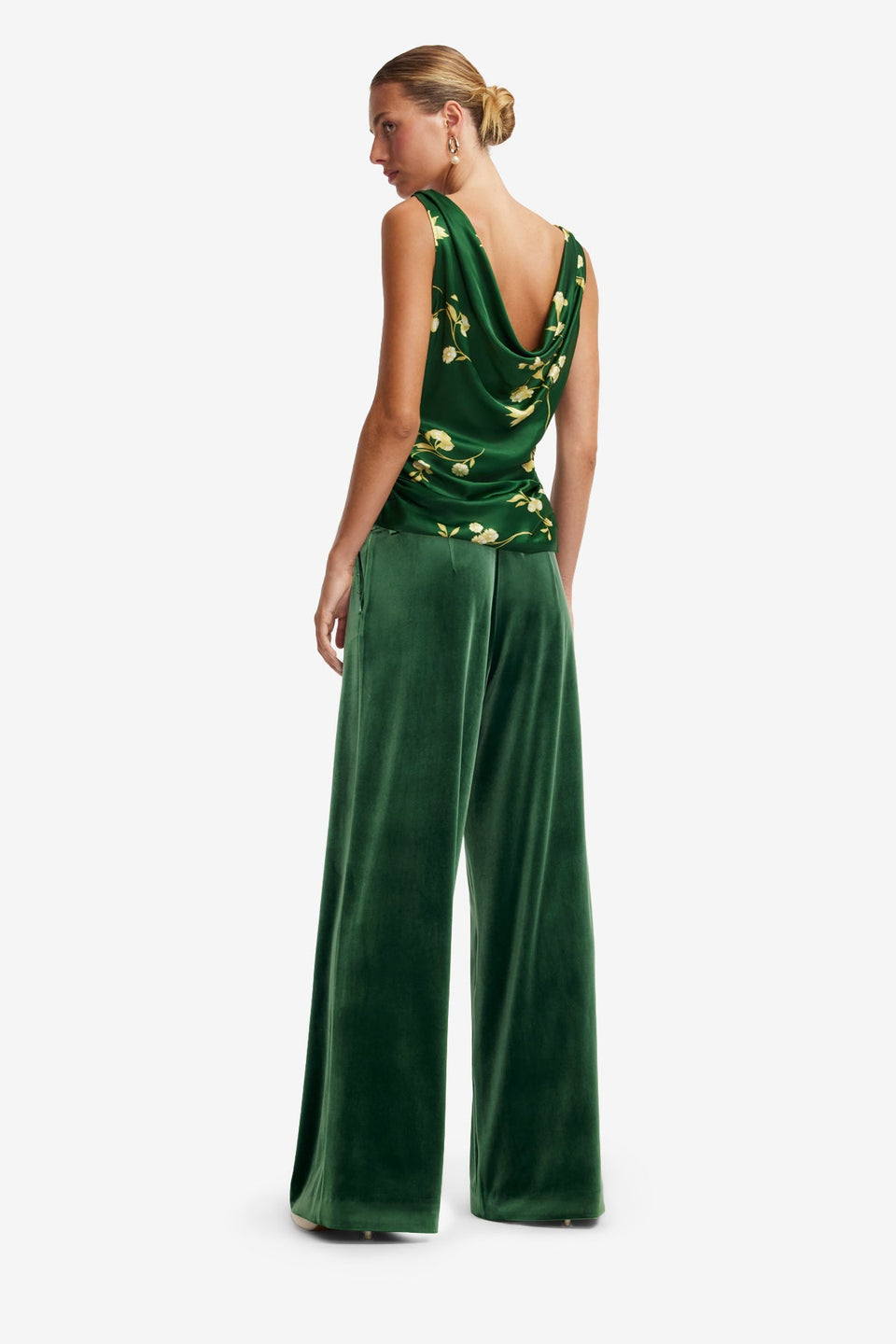 Zuri Cowl Neck Top - Forest Print Tops