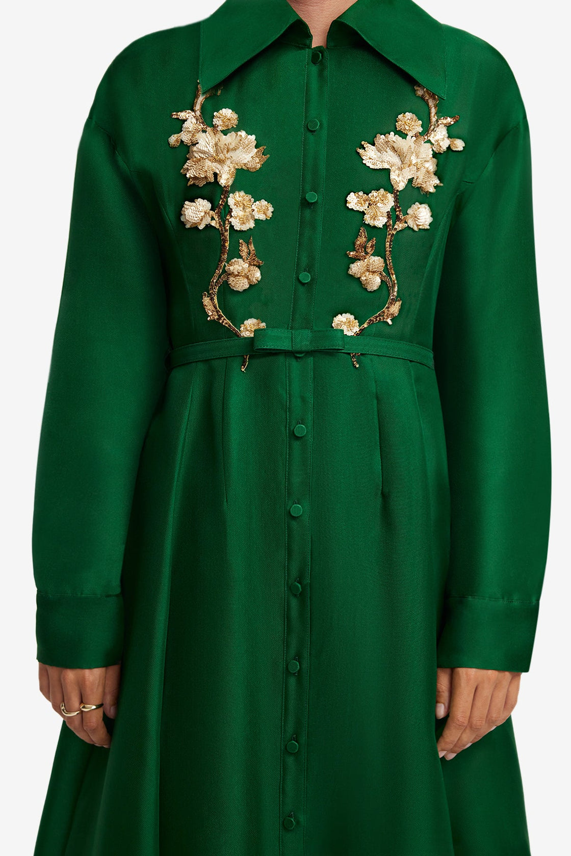 Josephine Embellished Silk Gown - Forest Dress Maxi