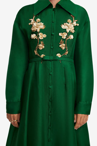 Josephine Embellished Silk Gown - Forest Dress Maxi