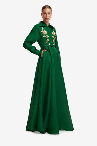 Josephine Embellished Silk Gown - Forest Dress Maxi