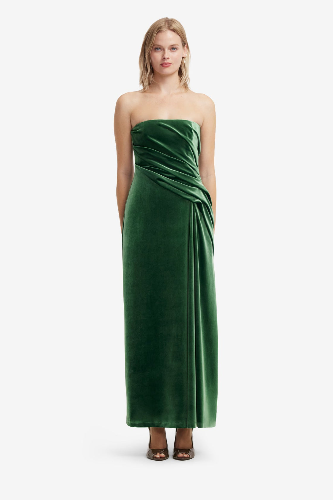 Florence Velvet Ruffled Maxi Dress - Forest Dress Maxi
