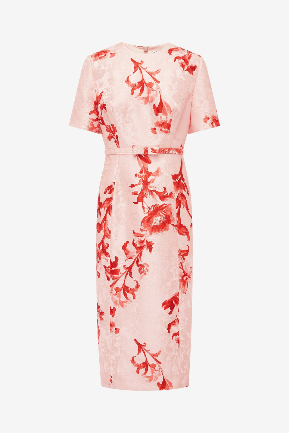 Elizabeth Jacquard Short Sleeve Midi Dress  - Magnolia Print Dress Midi