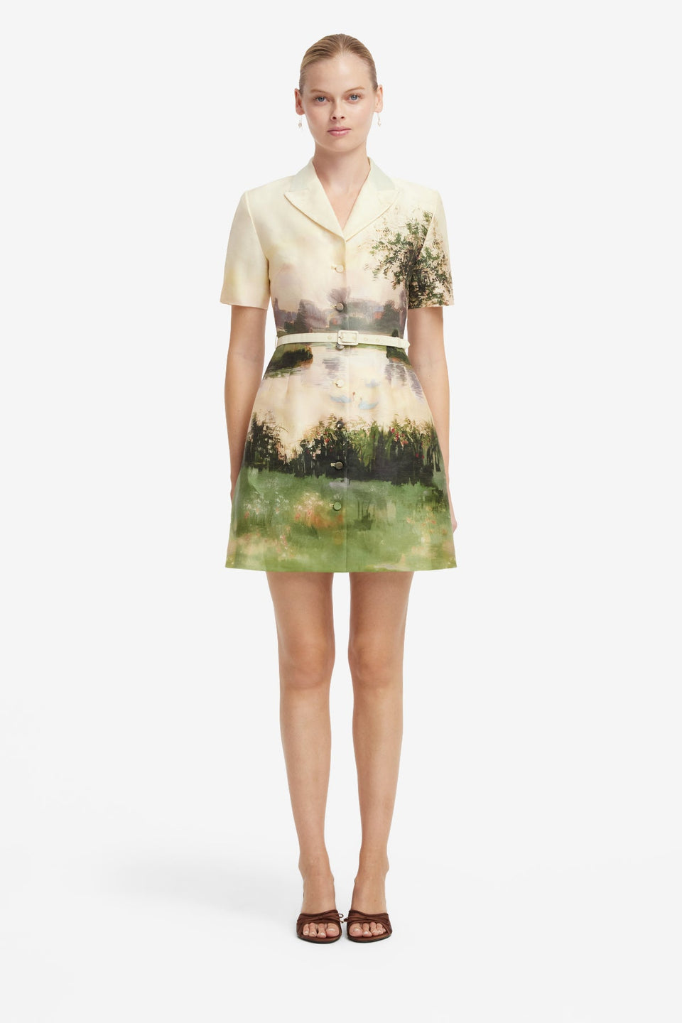leo lin mini dress Petra 33.75L from shoulder to hem Peak lapels Button Leo Lin Women's Briana V-Neck