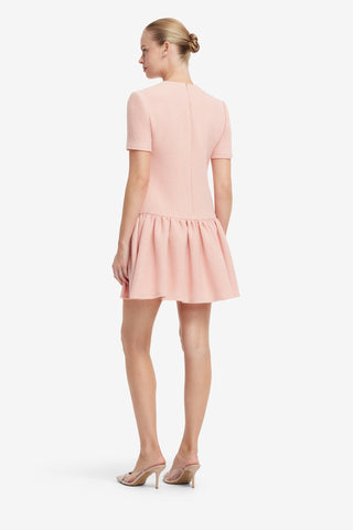 Joyce Applique Tweed Short Sleeve Mini Dress - Dusty Pink Dress Mini