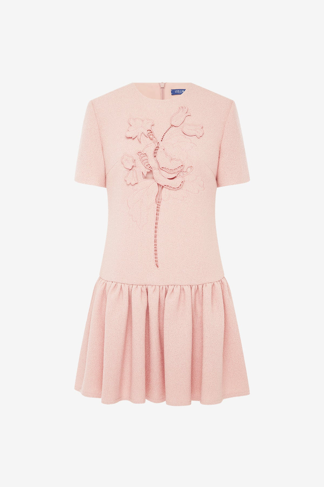 Joyce Applique Tweed Short Sleeve Mini Dress - Dusty Pink Dress Mini
