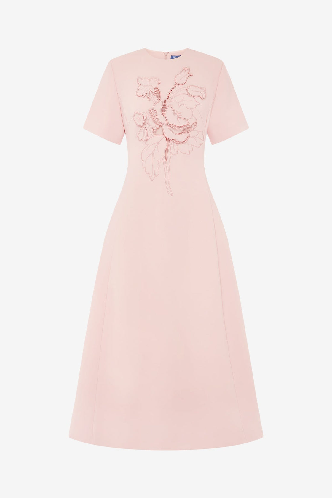 Caroline Applique Short Sleeve Midi Dress - Dusty Pink Dress Midi