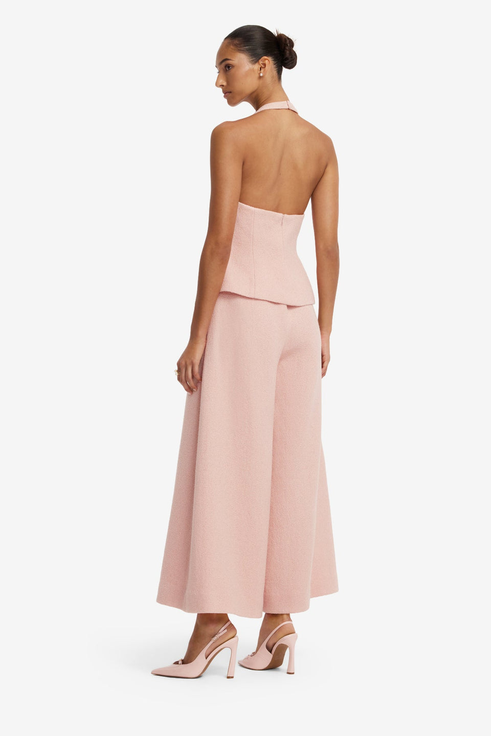 Millie Tweed Halterneck Top - Dusty Pink Tops