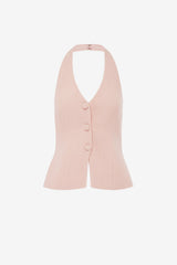Millie Tweed Halterneck Top - Dusty Pink Tops