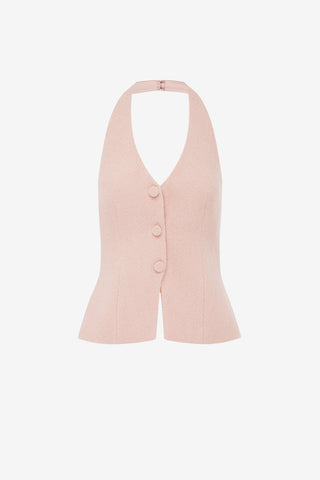 Millie Tweed Halterneck Top - Dusty Pink Tops
