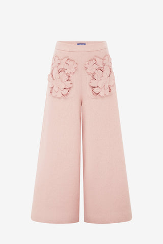 Christina Applique Tweed Pants - Dusty Pink Pants