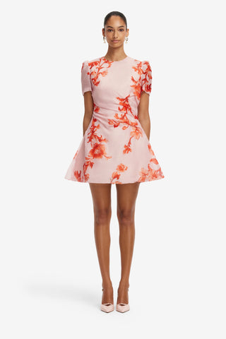 Elyse Short Sleeve Mini Dress - Magnolia Print Dress Mini