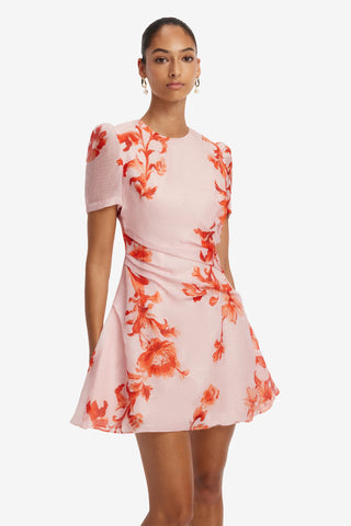 Elyse Short Sleeve Mini Dress - Magnolia Print Dress Mini
