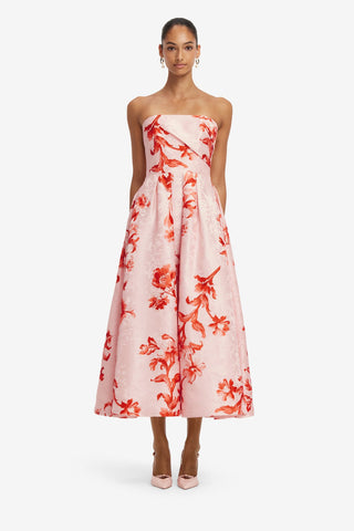 Lynn Jacquard Bustier Midi Dress - Magnolia Print Dress Midi