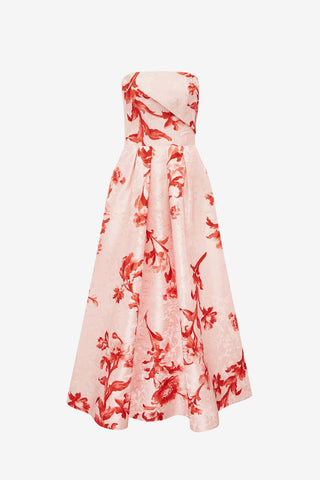 Lynn Jacquard Bustier Midi Dress - Magnolia Print Dress Midi