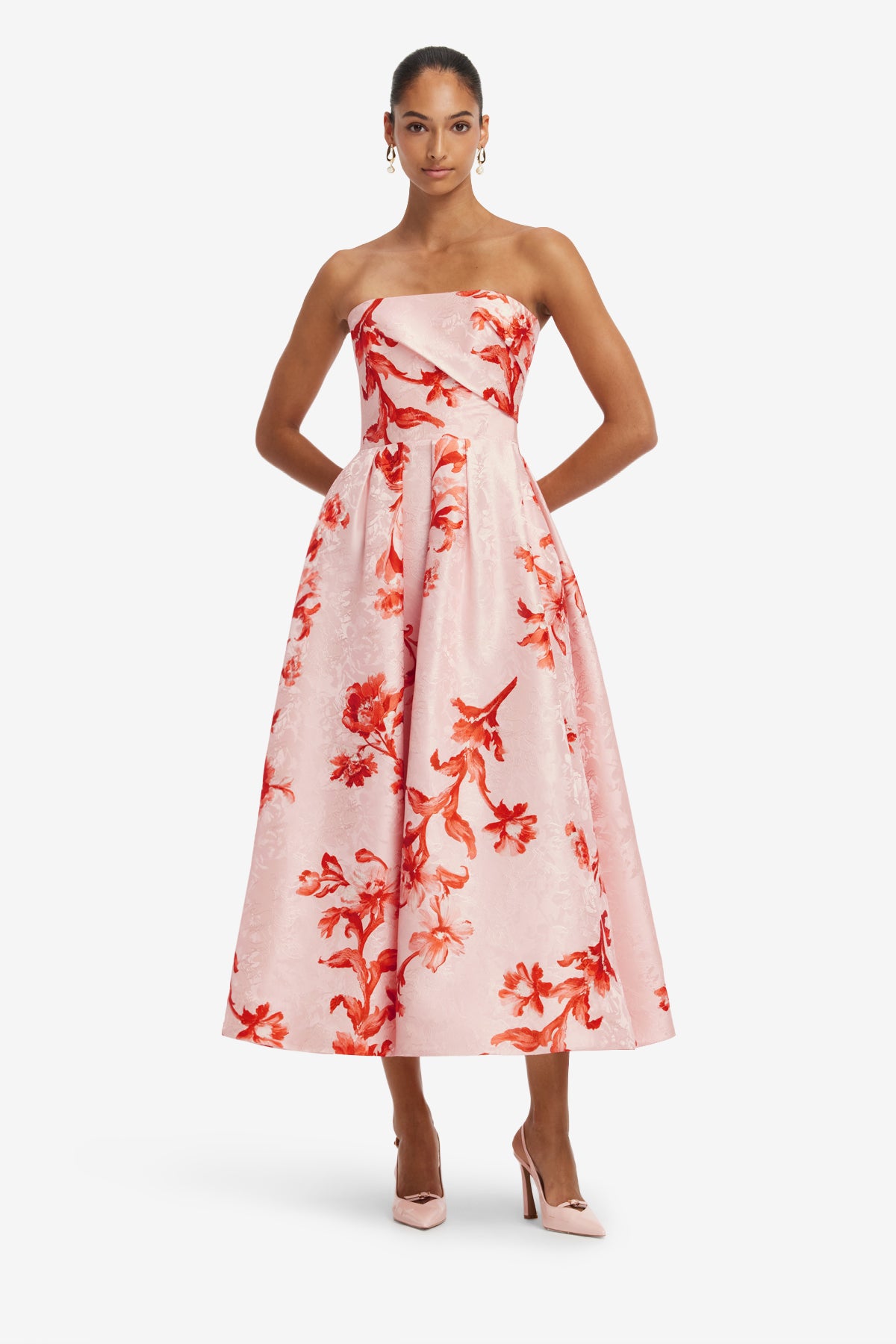 Lynn Jacquard Bustier Midi Dress - Magnolia Print – LEO LIN