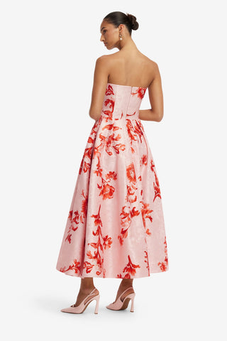 Lynn Jacquard Bustier Midi Dress - Magnolia Print Dress Midi