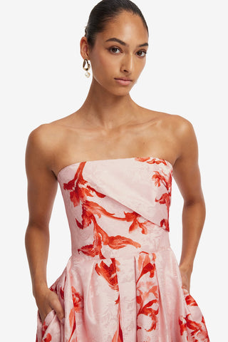 Lynn Jacquard Bustier Midi Dress - Magnolia Print Dress Midi