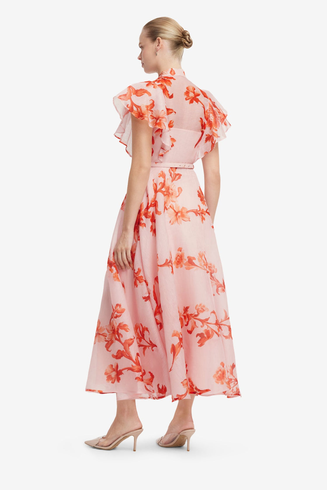 Elsie Flutter Sleeve Midi Dress - Magnolia Print Dress Midi