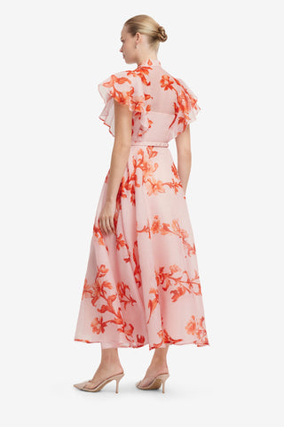 Elsie Flutter Sleeve Midi Dress - Magnolia Print Dress Midi
