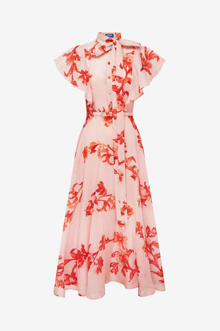 Elsie Flutter Sleeve Midi Dress - Magnolia Print Dress Midi