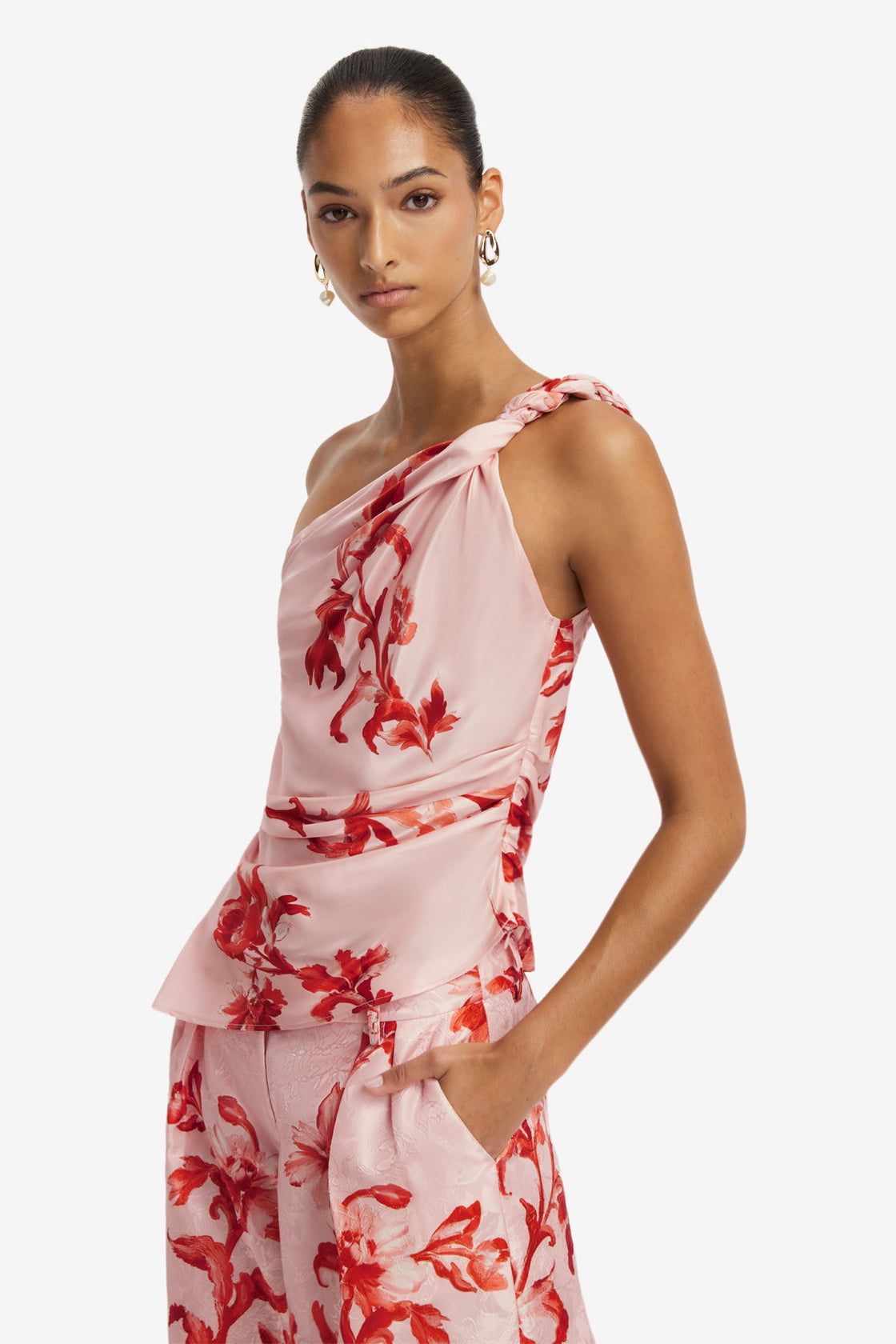 Elisha Jacquard Wide Leg Pants - Magnolia Print Pants