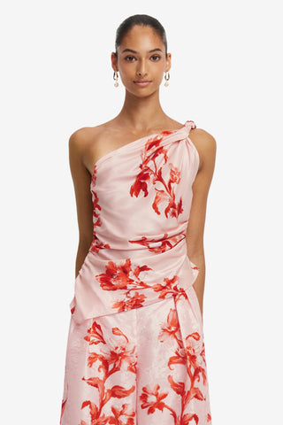 Sylvana One Shoulder Top - Magnolia Print Tops